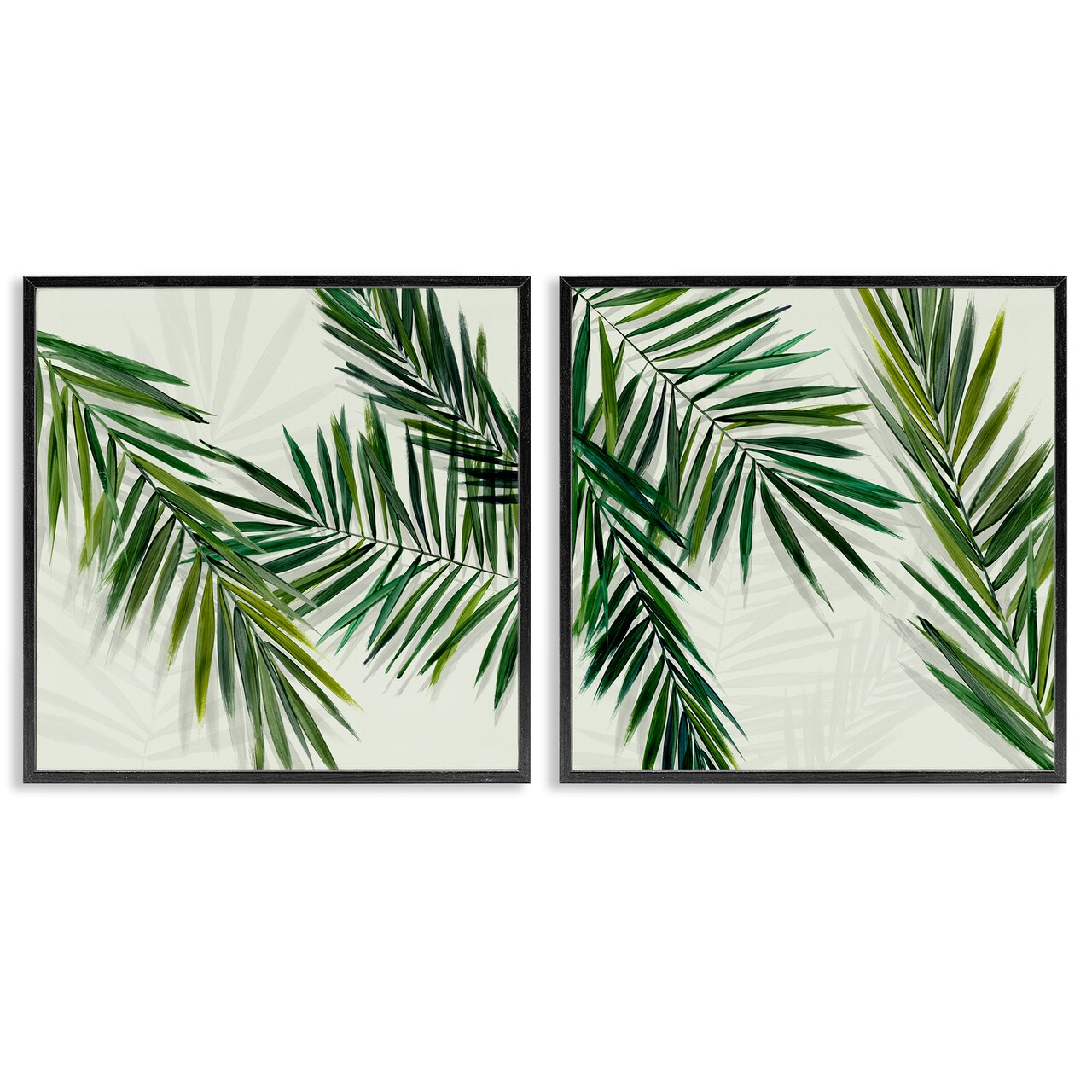 Stupell Industries Palm Fronds over Neutral 2pc Framed Giclee Wall Art Set Design by Hannah Dawson